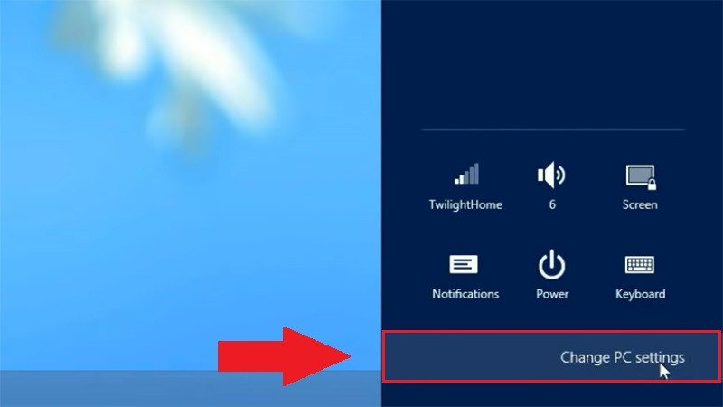 Vào má»¥c Change PC settings