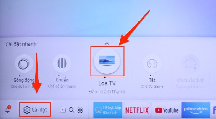 Vào mục cài đặt của tivi Samsung để kết nối Bluetooth