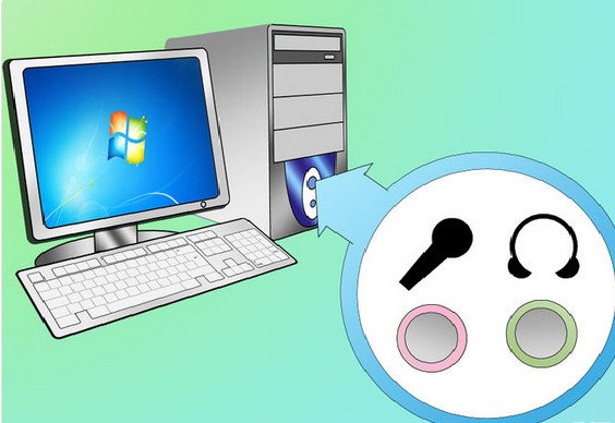 Vị trí cổng cắm tai nghe màu xanh lá cây trên máy tính