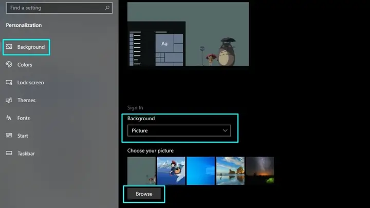 Sử Dụng Background Settings (windows) Sử Dụng Background Settings (windows)