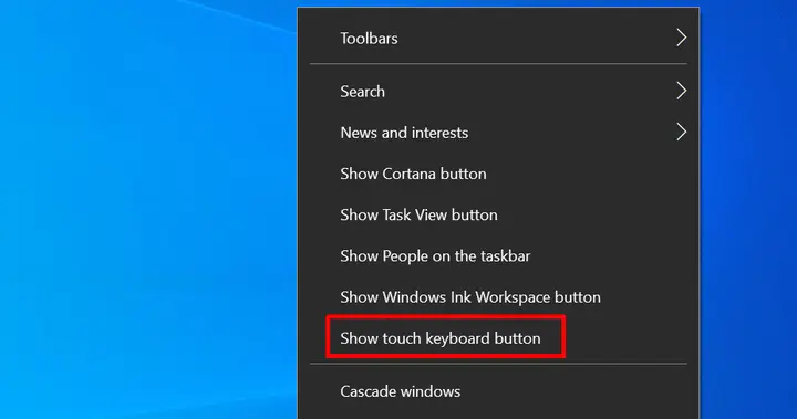 Mở Bàn Phím Ảo Qua Thanh Taskbar