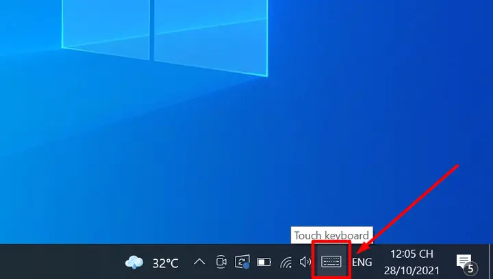 Mở Bàn Phím Ảo Qua Thanh Taskbar
