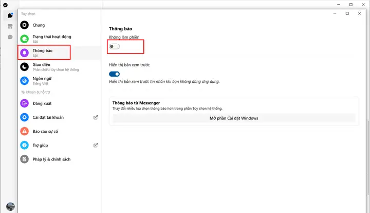 Cách Bật, Tắt Thông Báo Messenger Trong Ứng Dụng