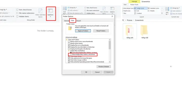 Sử Dụng Mục Option Của File Explorer