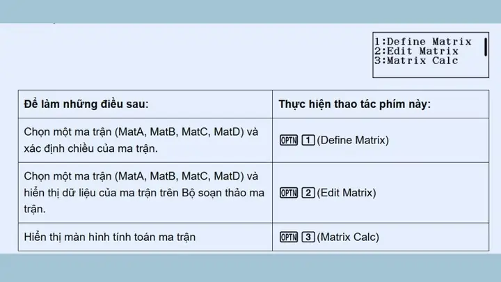 Cách Bấm Ma Trận Trên Máy Tính Casio Fx-580vn