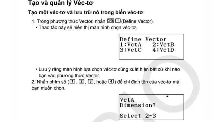 Sử Dụng Casio Fx - 580vn X: Cách Tính Độ Dài, Tích Vô Hướng, Tích Có Hướng Vectơ