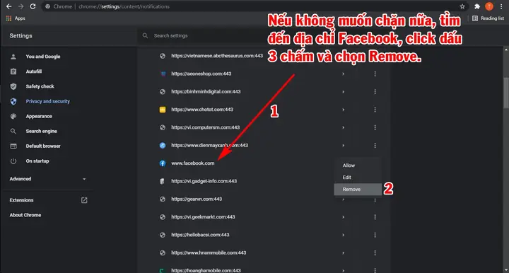 Bật, Tắt Thông Báo Facebook Từ Cài Đặt Của Trình Duyệt Web Bật, Tắt Thông Báo Facebook Từ Cài Đặt Của Trình Duyệt Web