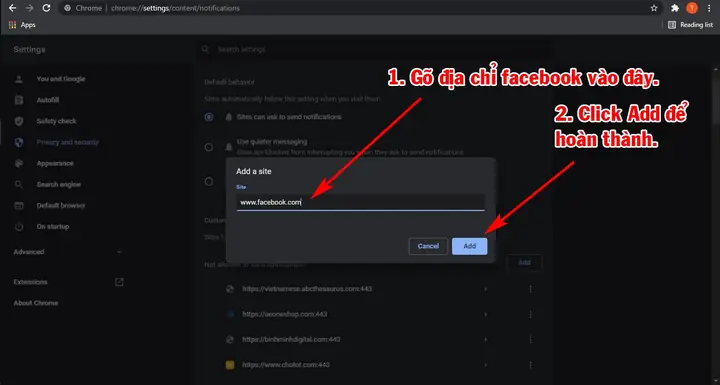 Bật, Tắt Thông Báo Facebook Từ Cài Đặt Của Trình Duyệt Web Bật, Tắt Thông Báo Facebook Từ Cài Đặt Của Trình Duyệt Web