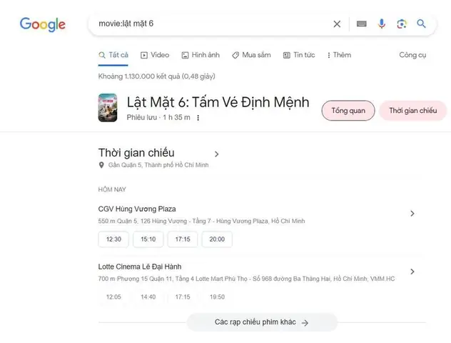 Xem Lịch Chiếu Phim Rạp