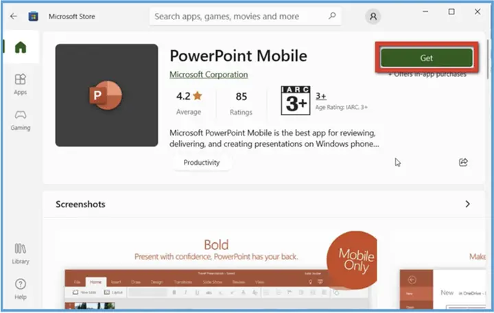 Tải Powerpoint Mobile Từ Microsoft Store