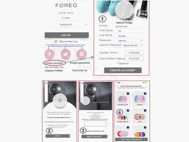 Bước 1: Đăng Ký Tài Khoản Foreo