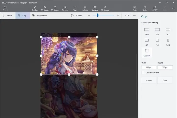 Các Bước Cắt Ảnh Bằng Paint 3d