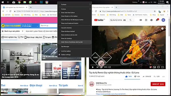 Cách 3: Chia Màn Hình Trên Windows 10 Sử Dụng Taskbar Cách 3: Chia Màn Hình Trên Windows 10 Sử Dụng Taskbar