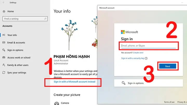 Cách Đăng Nhập Tài Khoản Microsoft Trên Máy Tính