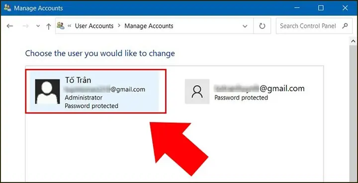 Thay Đổi Mật Khẩu Windows 10 Bằng Control Panel
