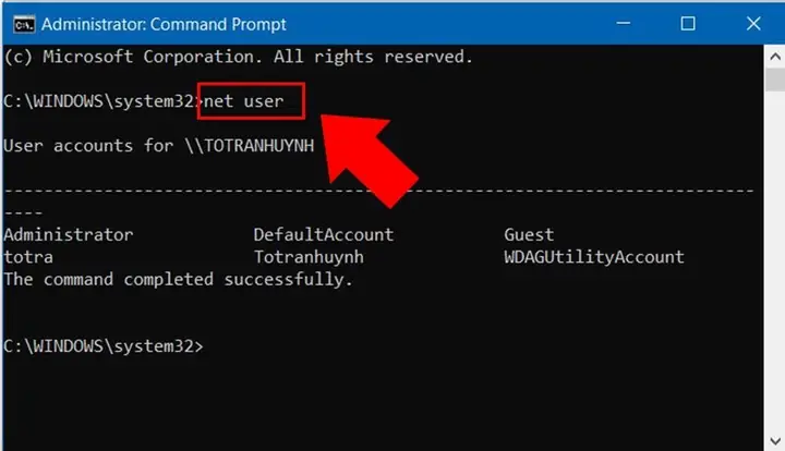 Thay Đổi Mật Khẩu Bằng Command Prompt