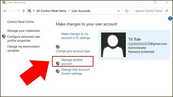 Thay Đổi Mật Khẩu Windows 10 Bằng Control Panel