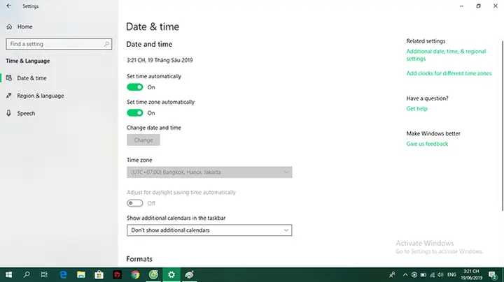 Bước 1: Mở Hộp Thoại Date&time