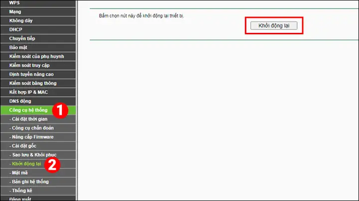 Bước 3: Khởi Động Lại Modem