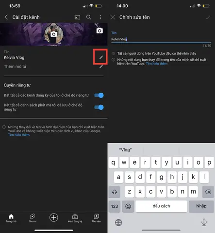 Cách Đổi Tên Kênh Youtube Trên Điện Thoại