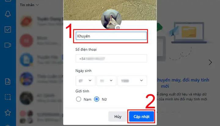 Đổi Tên Zalo Bằng Máy Tính