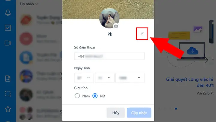 Đổi Tên Zalo Bằng Máy Tính