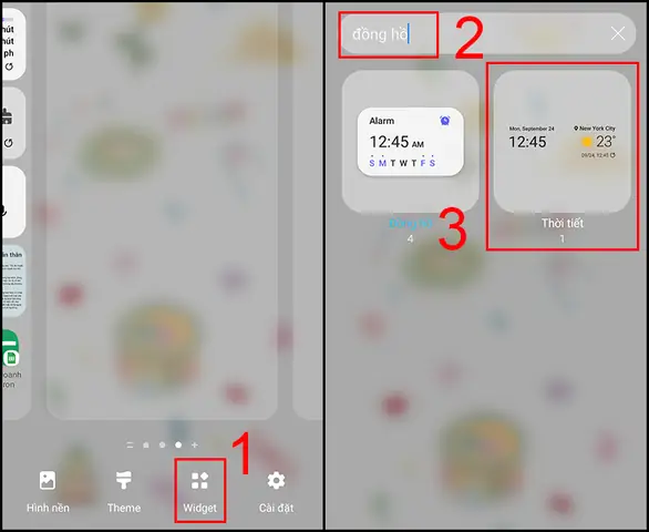 - Bước 1: Tìm Kiếm Widget Thời Tiết - Bước 1: Tìm Kiếm Widget Thời Tiết