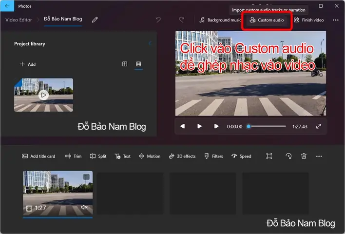 Bước 3: Ghép Nhạc Vào Video Clip