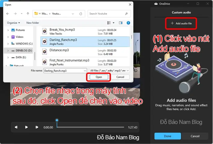Bước 3: Ghép Nhạc Vào Video Clip