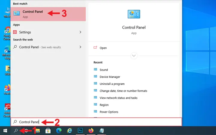 - Bước 1: Mở Control Panel