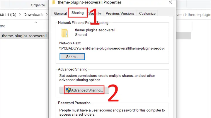 Chia Sẻ Thư Mục Sử Dụng Advanced Sharing