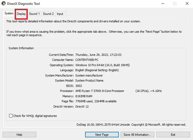 Sử Dụng Công Cụ Chẩn Đoán Directx