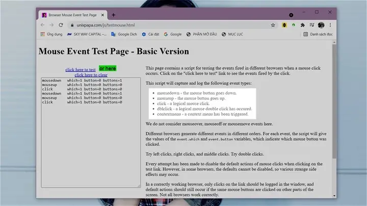 Mouse Event Test Page