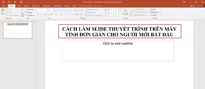 Bước 3: Chỉnh Sửa Trang Tiêu Đề Của Slide