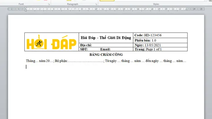 Cách Làm Bảng Chấm Công Trên Word Cực Chuẩn