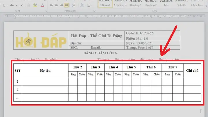 Cách Làm Bảng Chấm Công Trên Word Cực Chuẩn