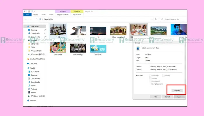 1/ Với Trường Hợp Người Dùng Chưa Xóa Hoàn Toàn File Khỏi Thùng Rác 1/ Với Trường Hợp Người Dùng Chưa Xóa Hoàn Toàn File Khỏi Thùng Rác