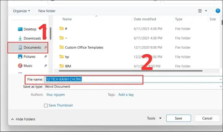 Phím Tắt Lưu File Word