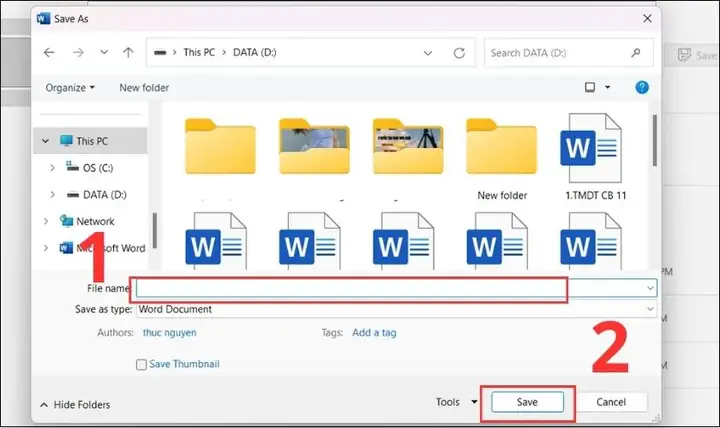 Cách Lưu File Word Vào Ổ D