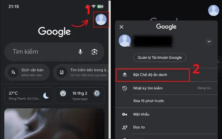 Trên Chrome