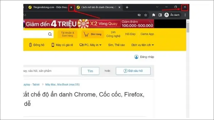 Trên Chrome