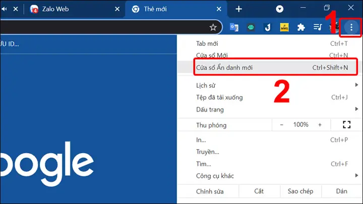 Trên Chrome