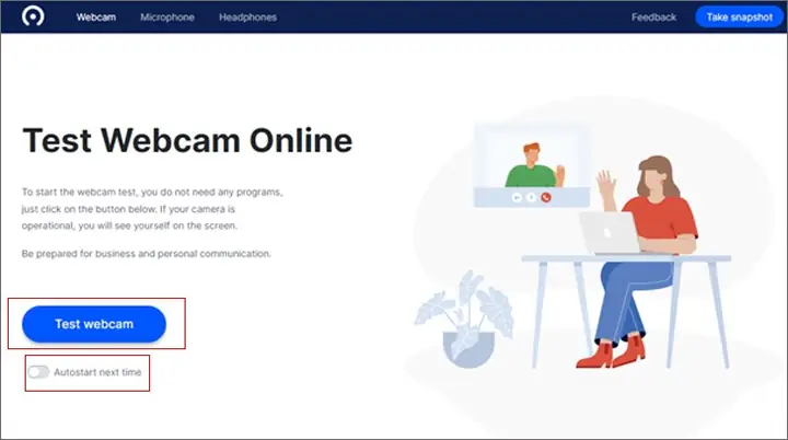 Kiểm Tra Webcam Trên Trang Webcammictest.com