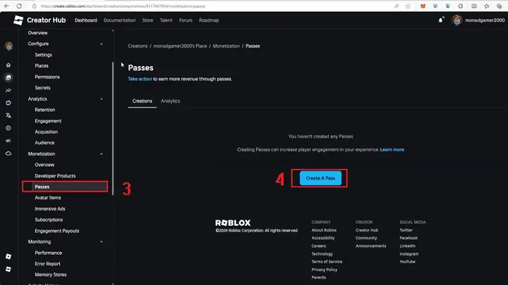 Cách Tạo Gamepass Trong Roblox Trên Máy Tính