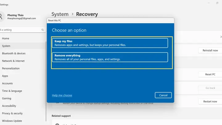Cách Reset Máy Tính Window 11
