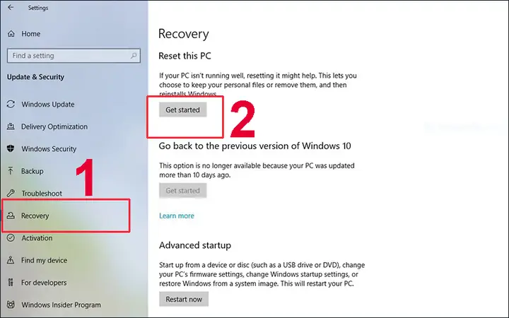 Sử Dụng Tính Năng Refresh Và Reset Có Sẵn Trên Máy
