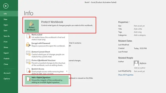 Quy Trình Thêm Chữ Ký Ẩn Qua Tab Protect Workbook