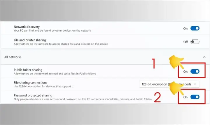 Bước 2: Kích Hoạt Tính Năng Chia Sẻ Mạng Trên Cả Hai Pc