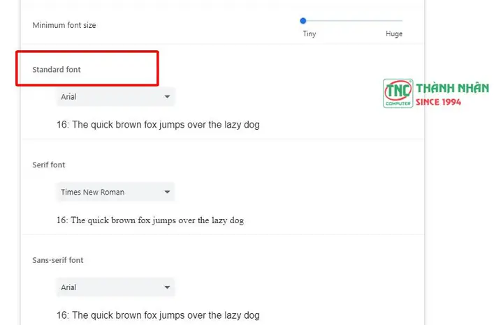 Kiểm Tra Cài Đặt Font Của Trình Duyệt: