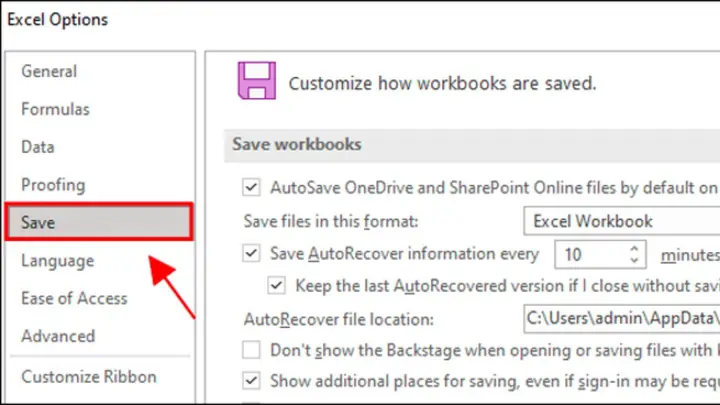 Cách Cài Đặt Thời Gian Lưu Tự Động Trên Excel